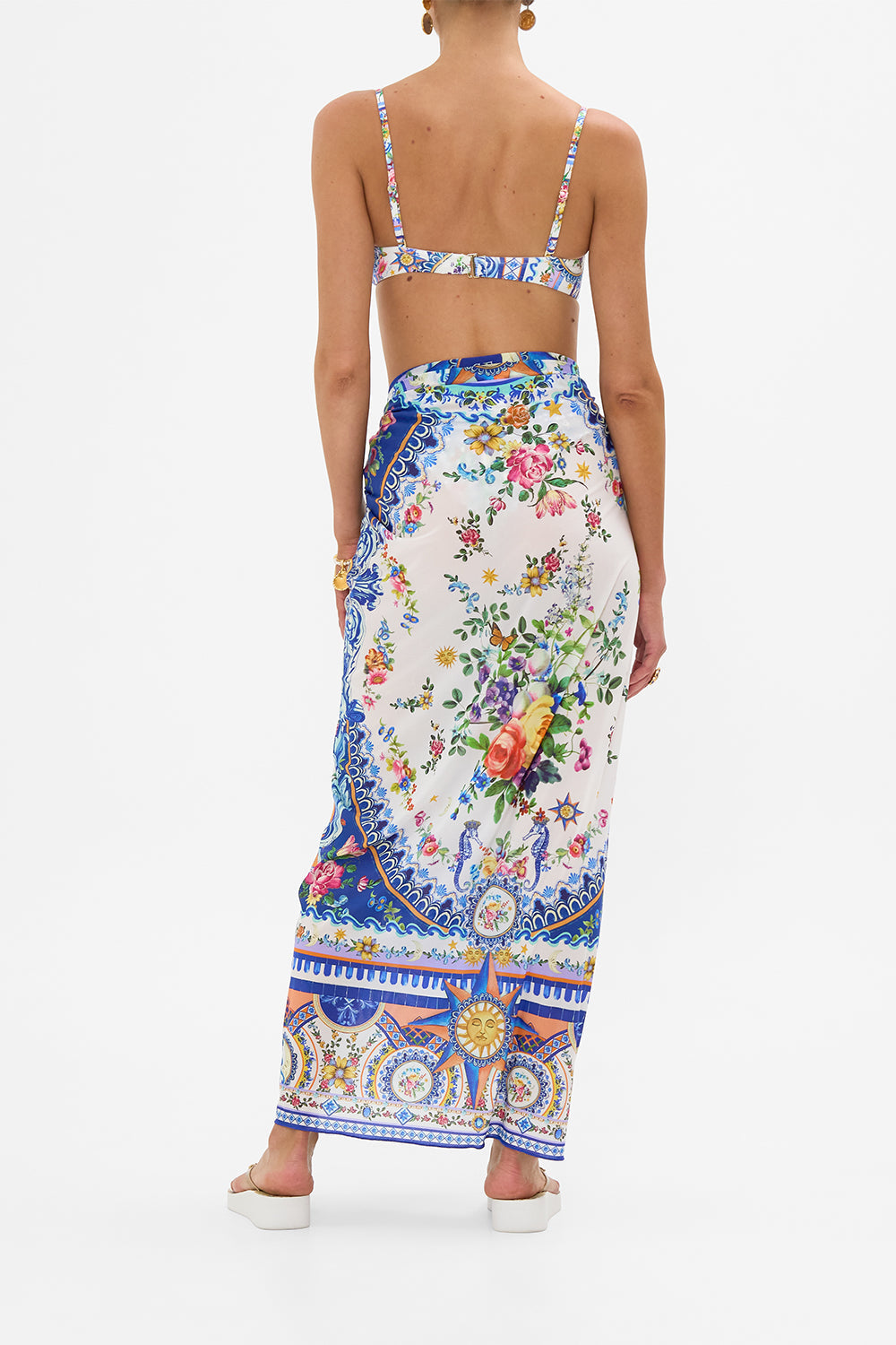 The CAMILLA Multi Wear Long Sarong in our Tiles Darls print.