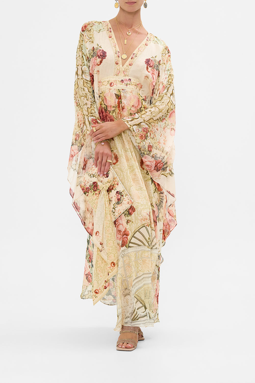 The CAMILLA Ring Scarf Clutch in our Meet Me At The Majestic print.