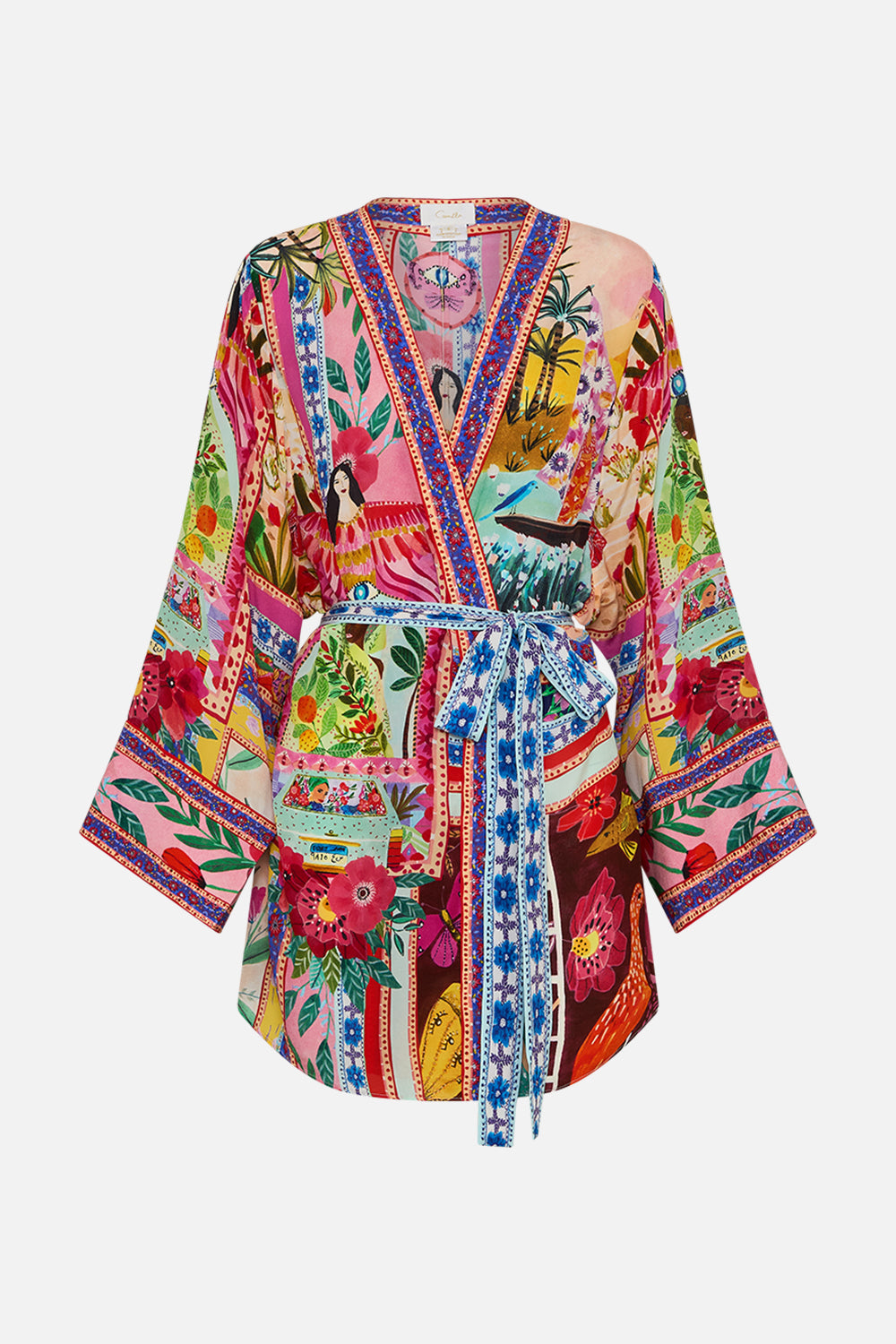 CAMILLA Short Kimono Wrap Roeqiyas Realm print.