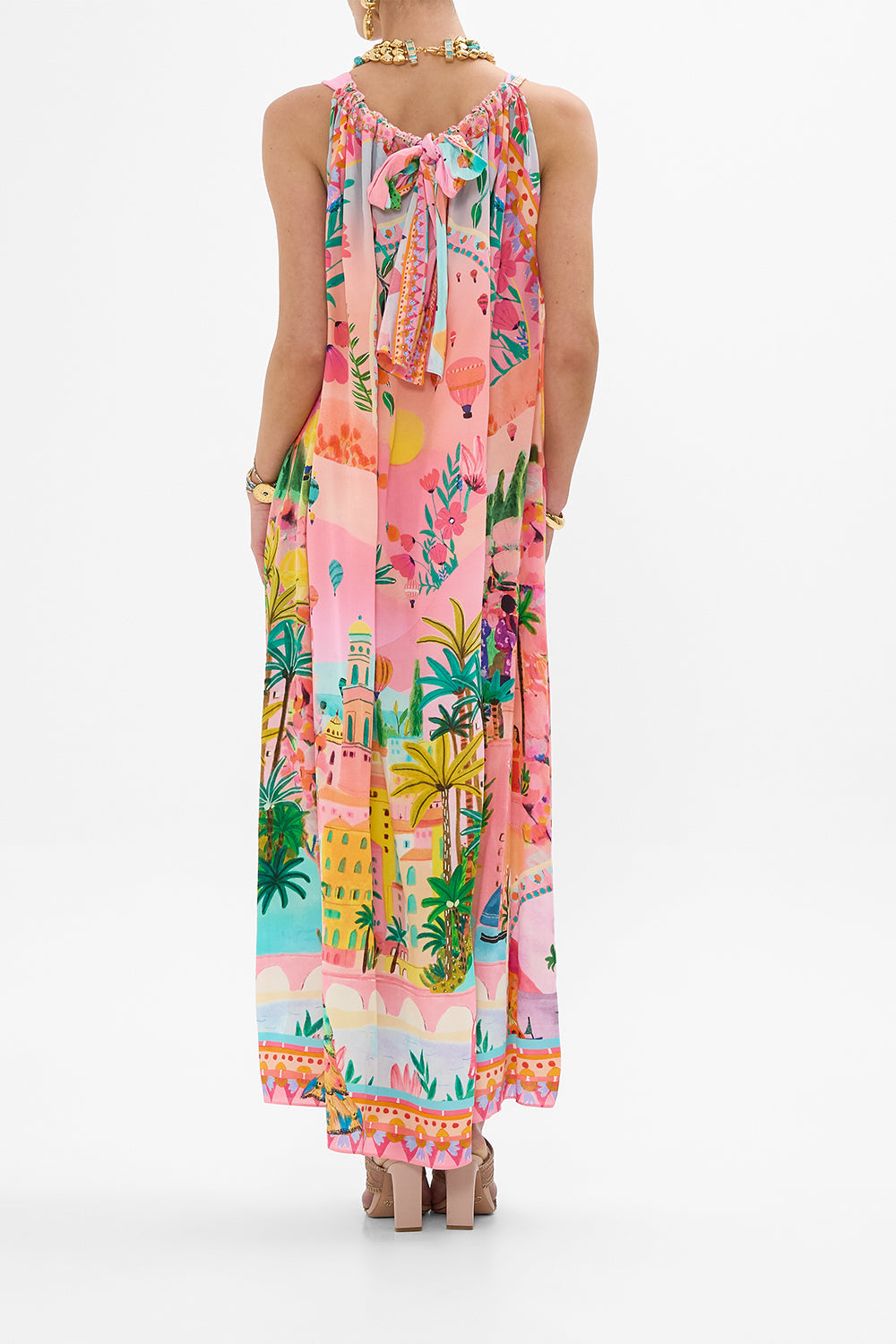 CAMILLA drawstring dress in Sister Sunset print