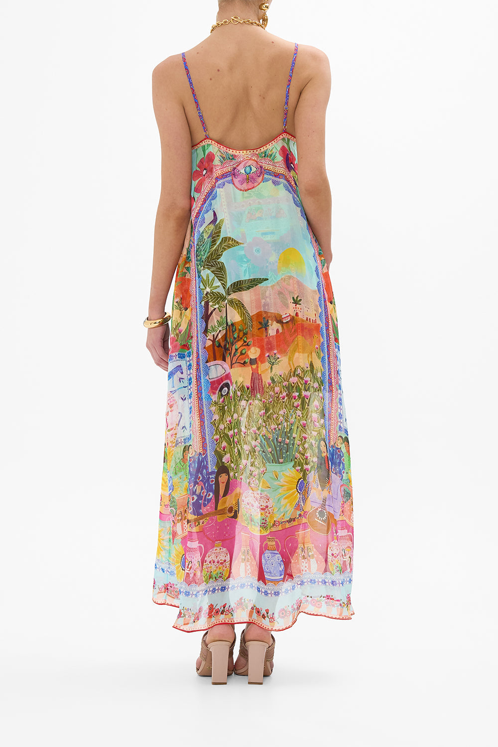 CAMILLA Mini Dress With Long Overlay in Queens of Creation print.