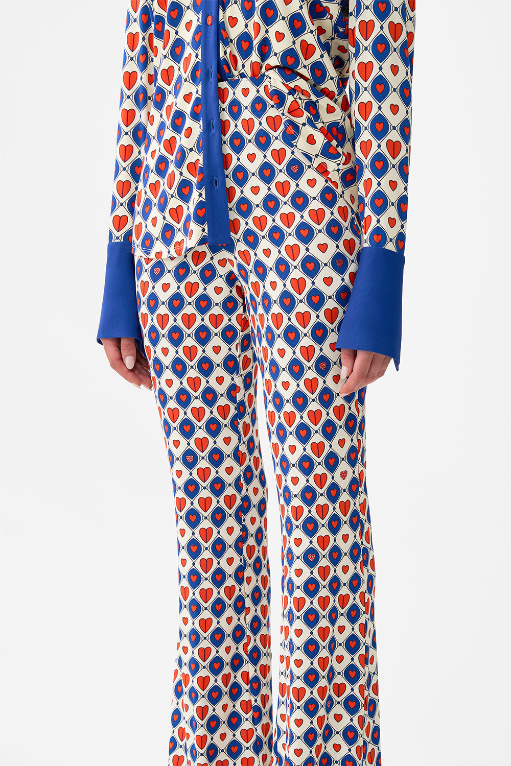 The CAMILLA Jersey Flare Pant in our Rinse & Roar print.