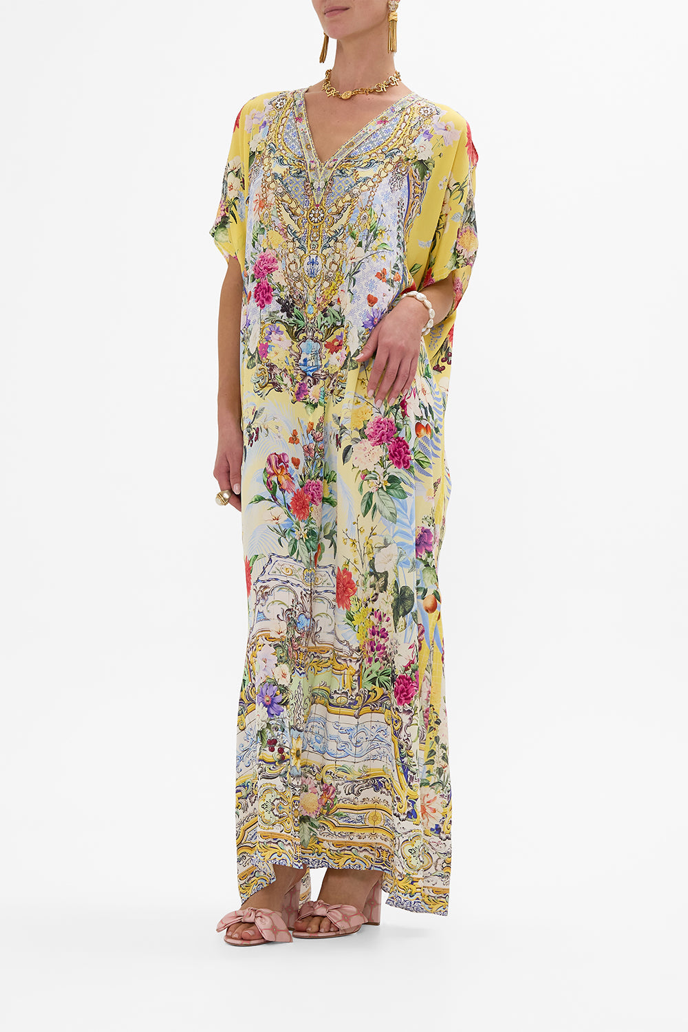 SLIM FIT KAFTAN WITH SPLIT FLOR FANTÁSTICA