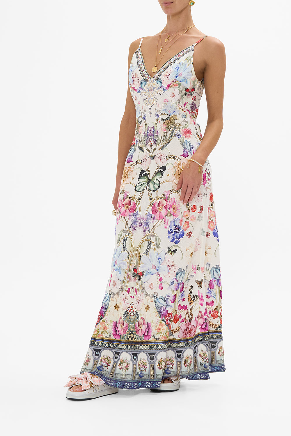 V NECK FULL LENGTH BIAS SLIP DRESS MONSERRATE MAGIC