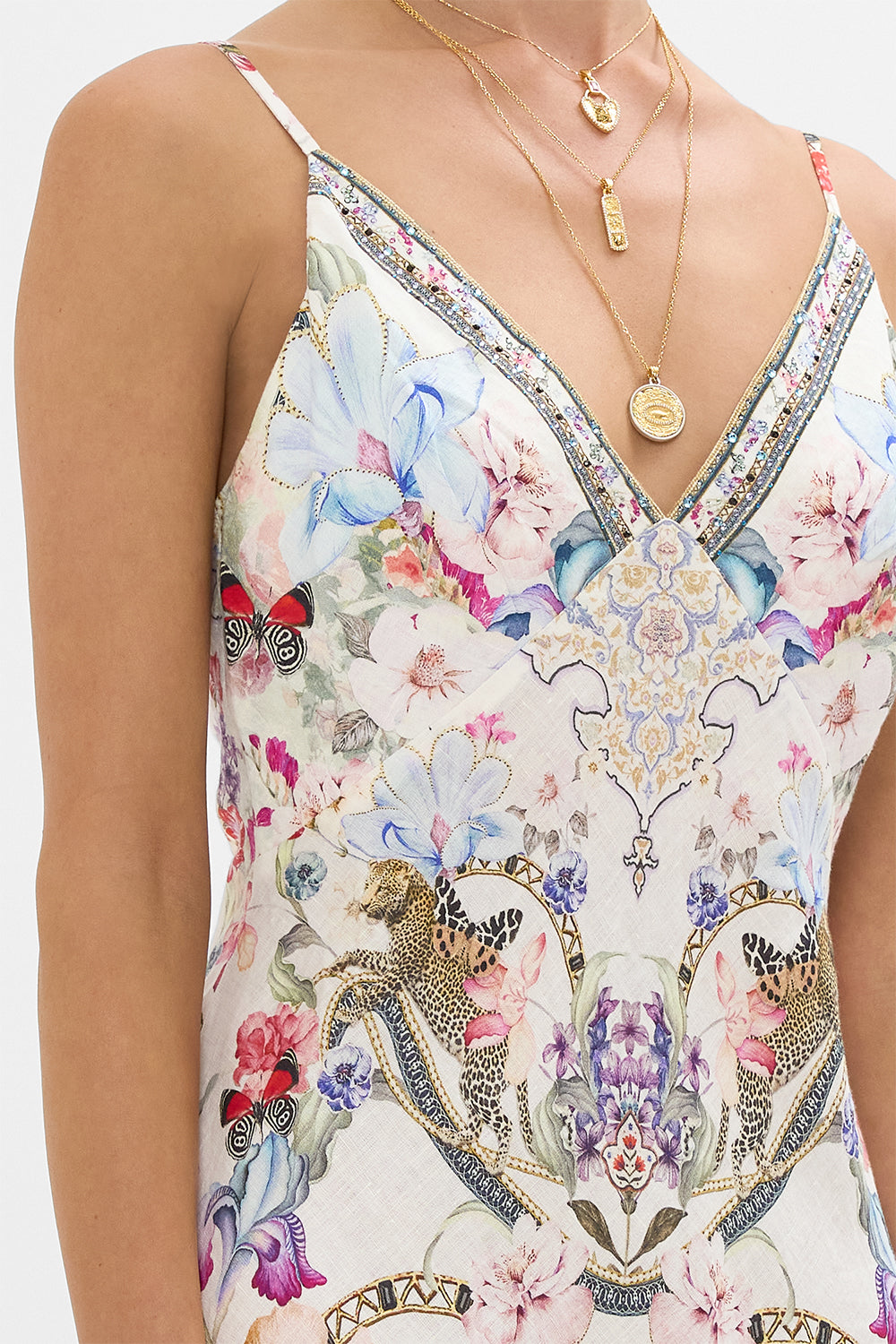 V NECK FULL LENGTH BIAS SLIP DRESS MONSERRATE MAGIC