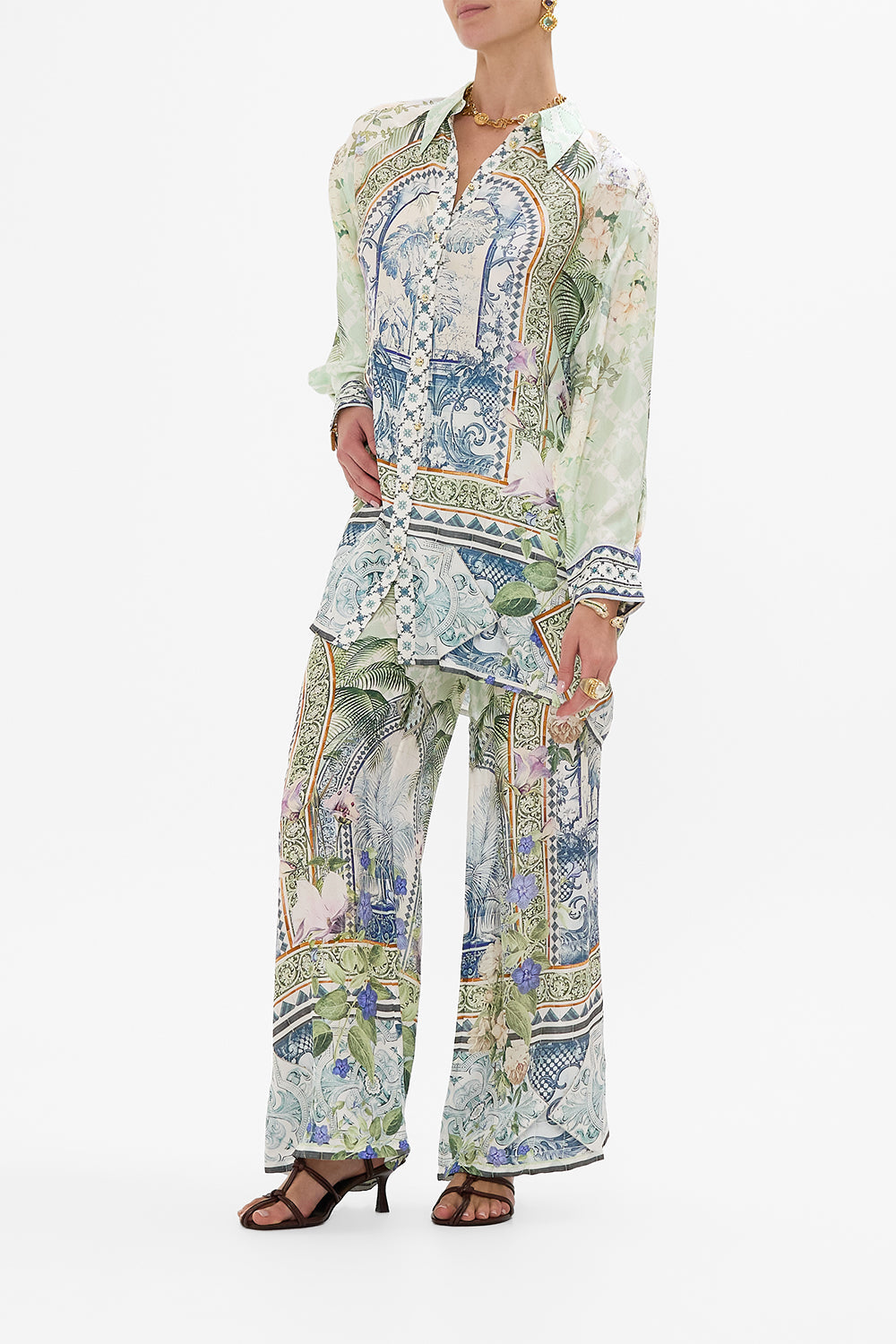 LONG LINE SHIRT WITH YOKE AND BUTTON DETAIL JARDIM PARTY