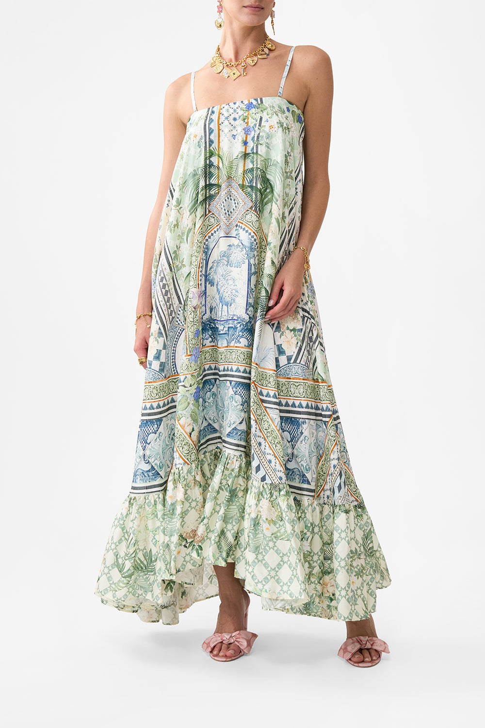 STRAPLESS MAXI WITH RUFFLE HEM JARDIM PARTY