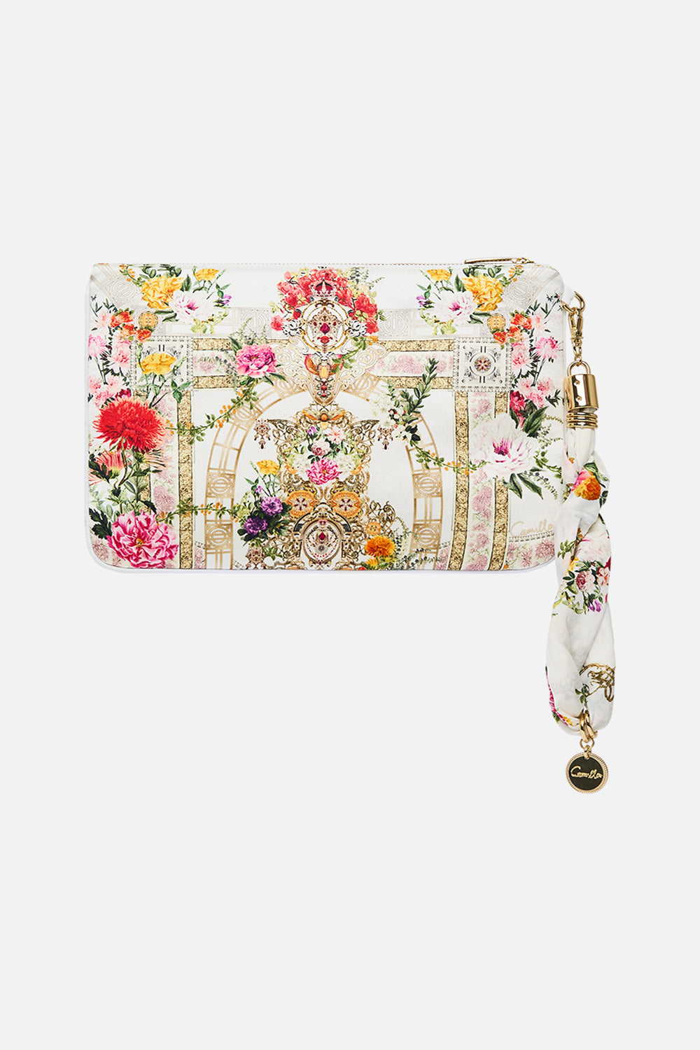 CAMILLA Scarf clutch in Egyptian rose print.