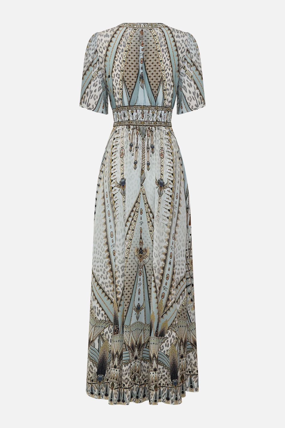 SHAPED WAISTBAND DRESS WITH FLUTTER SLEEVES SAHARA STARLET