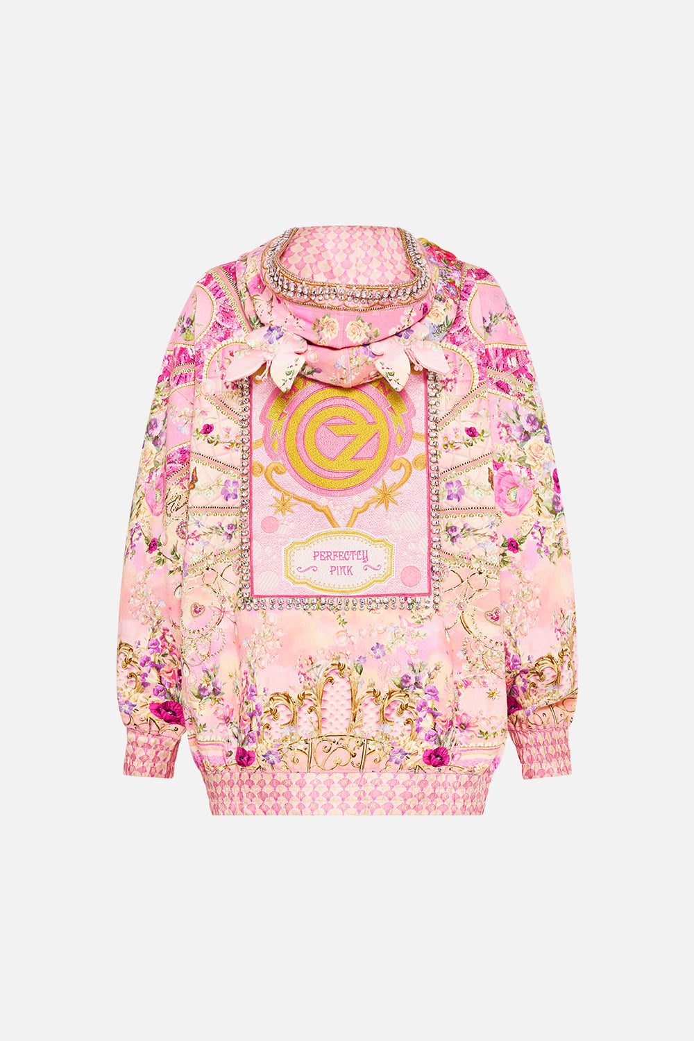 SILK BAND OVERSIZED HOODIE WITH BUTTERFLIES TOTALLY OZMOPOLITAN