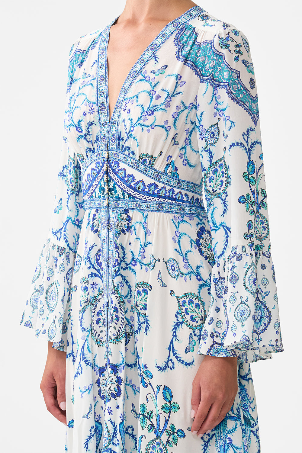 SHAPED WAISTBAND DRESS WITH RUFFLE SLEEVE ISNIK LULLABY