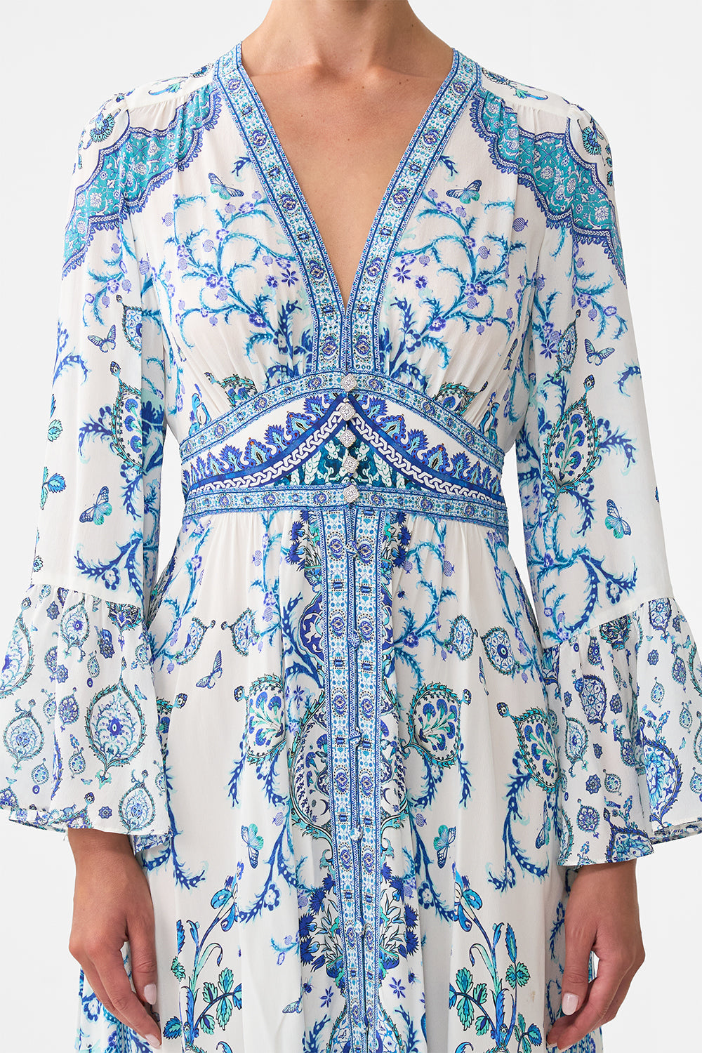 SHAPED WAISTBAND DRESS WITH RUFFLE SLEEVE ISNIK LULLABY