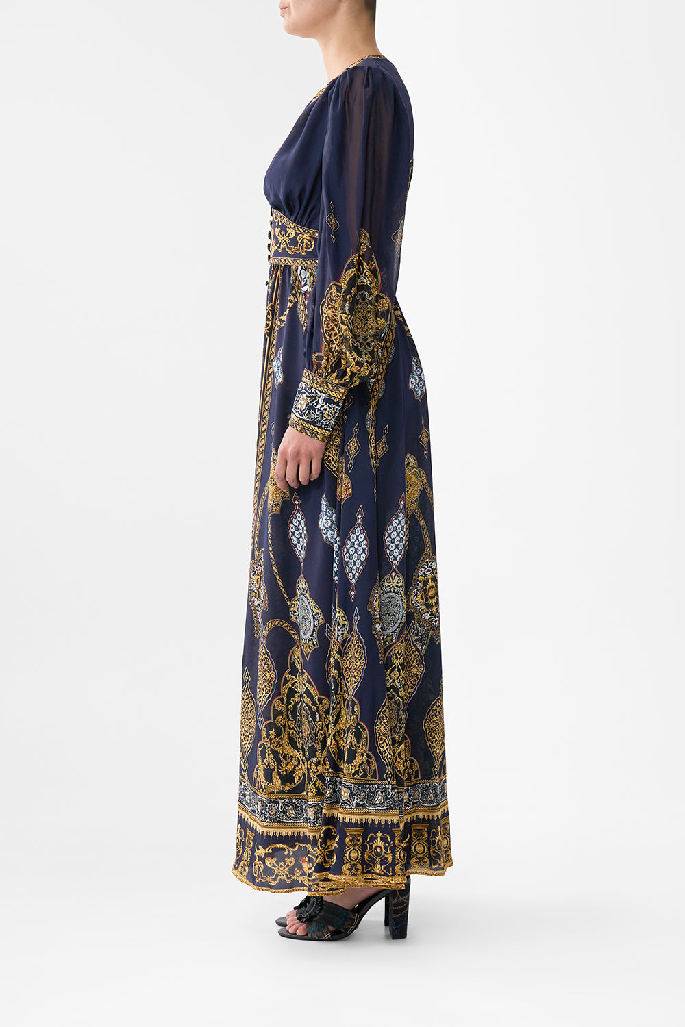 SHAPED WAISTBAND DRESS WITH GATHERED SLEEVES THE IMPERIAL GATE