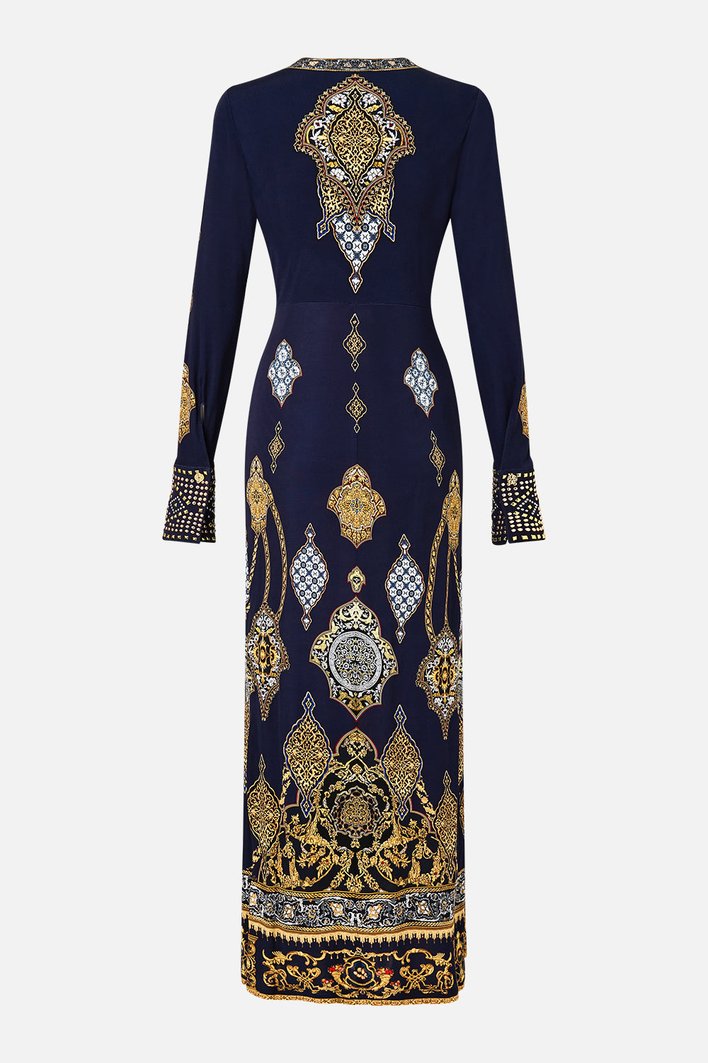 LONG V NECK TWIST FRONT JERSEY DRESS THE IMPERIAL GATE