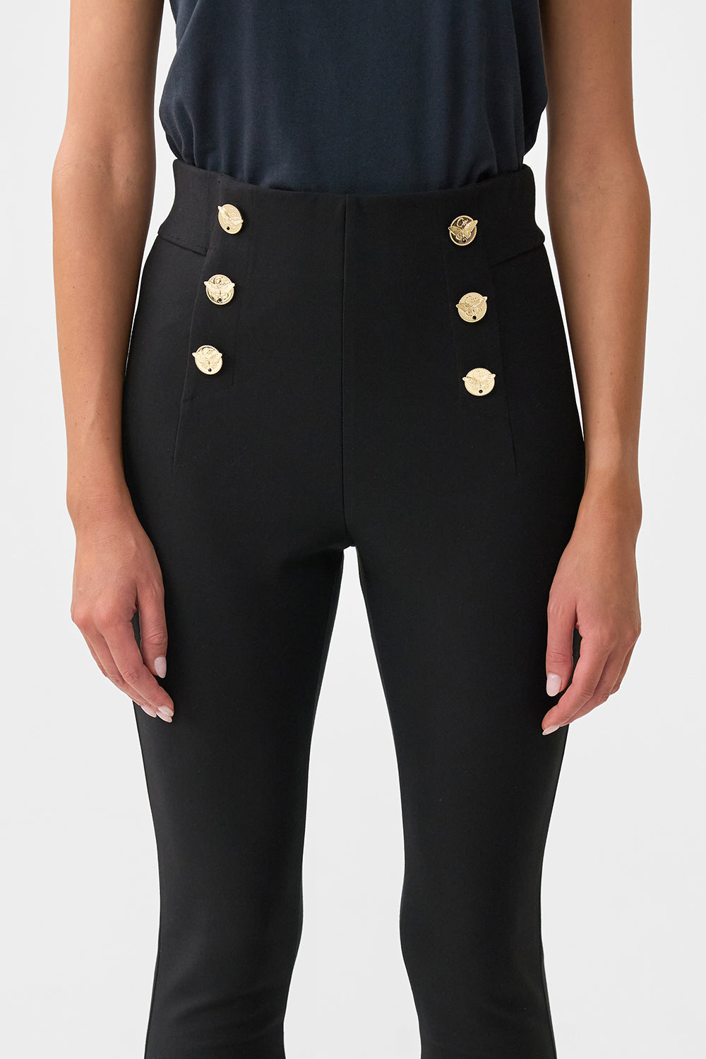 BUTTON EMBELLISHED PONTE PANT OTTOMAN ELEGANCE