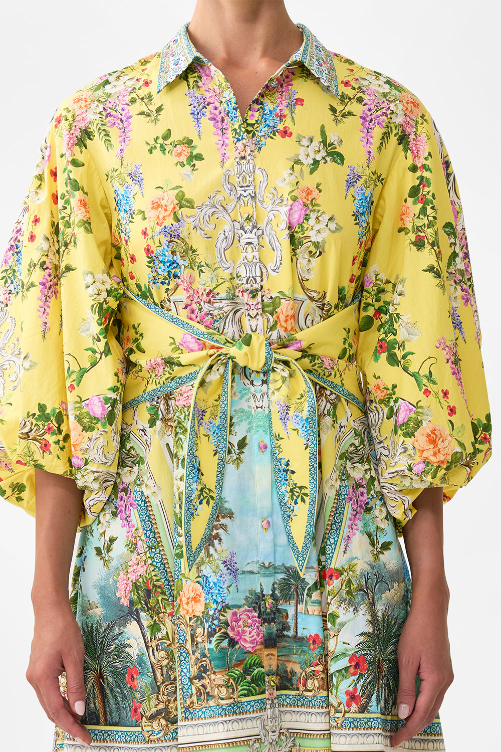 WAIST TIE SHIRT DRESS WITH BUBBLE SLEEVE TALES OF TOPKAPI PALACE