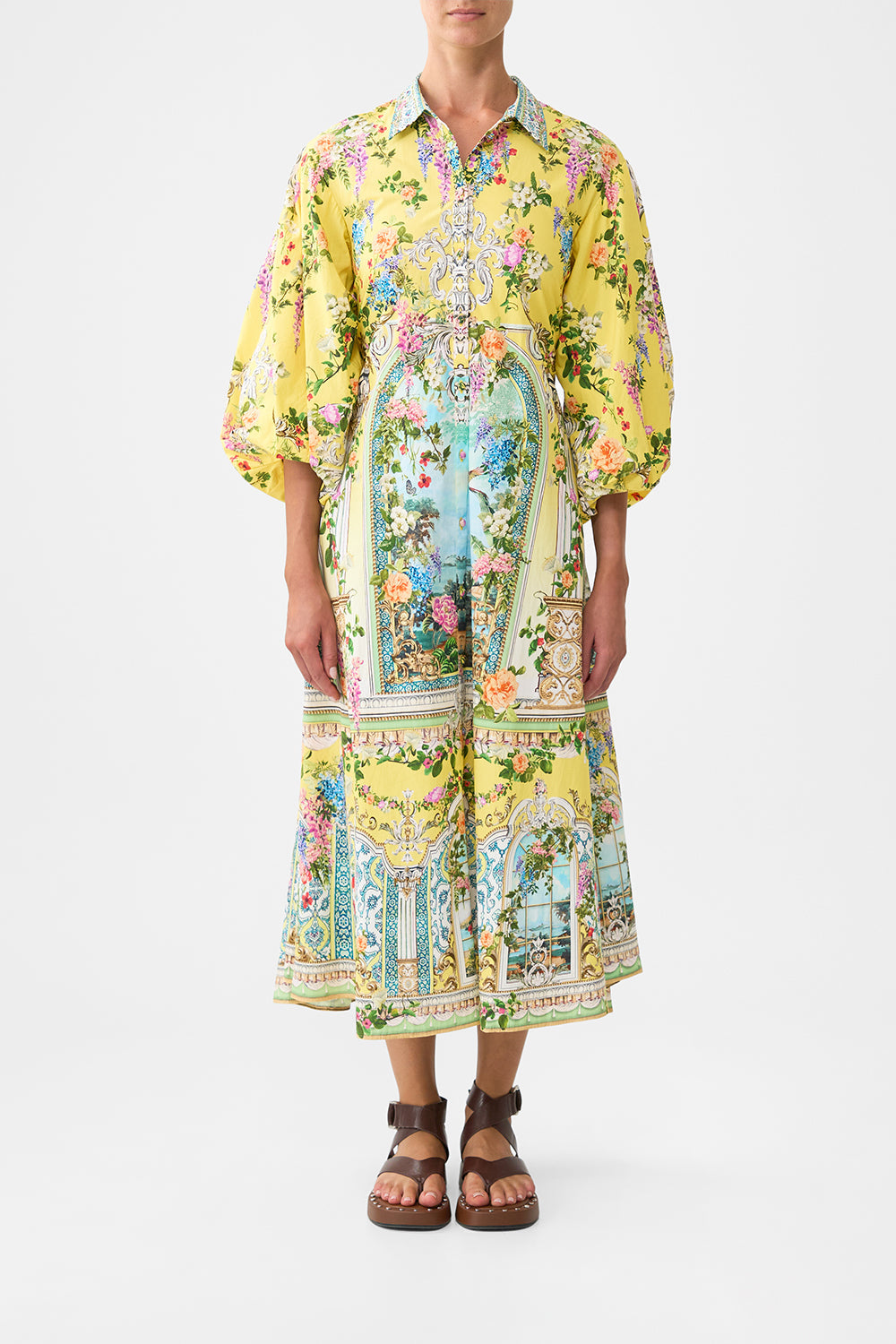 WAIST TIE SHIRT DRESS WITH BUBBLE SLEEVE TALES OF TOPKAPI PALACE