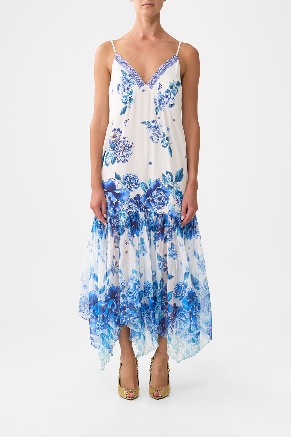 MINIMAL SLIP WITH PLEATED CHIFFON SKIRT A CERAMIC GARDEN