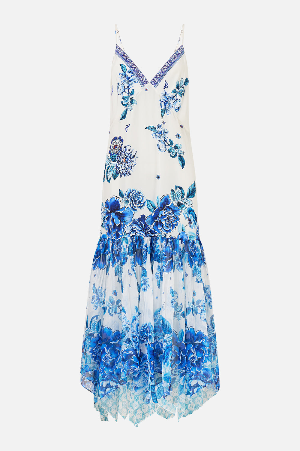 MINIMAL SLIP WITH PLEATED CHIFFON SKIRT A CERAMIC GARDEN