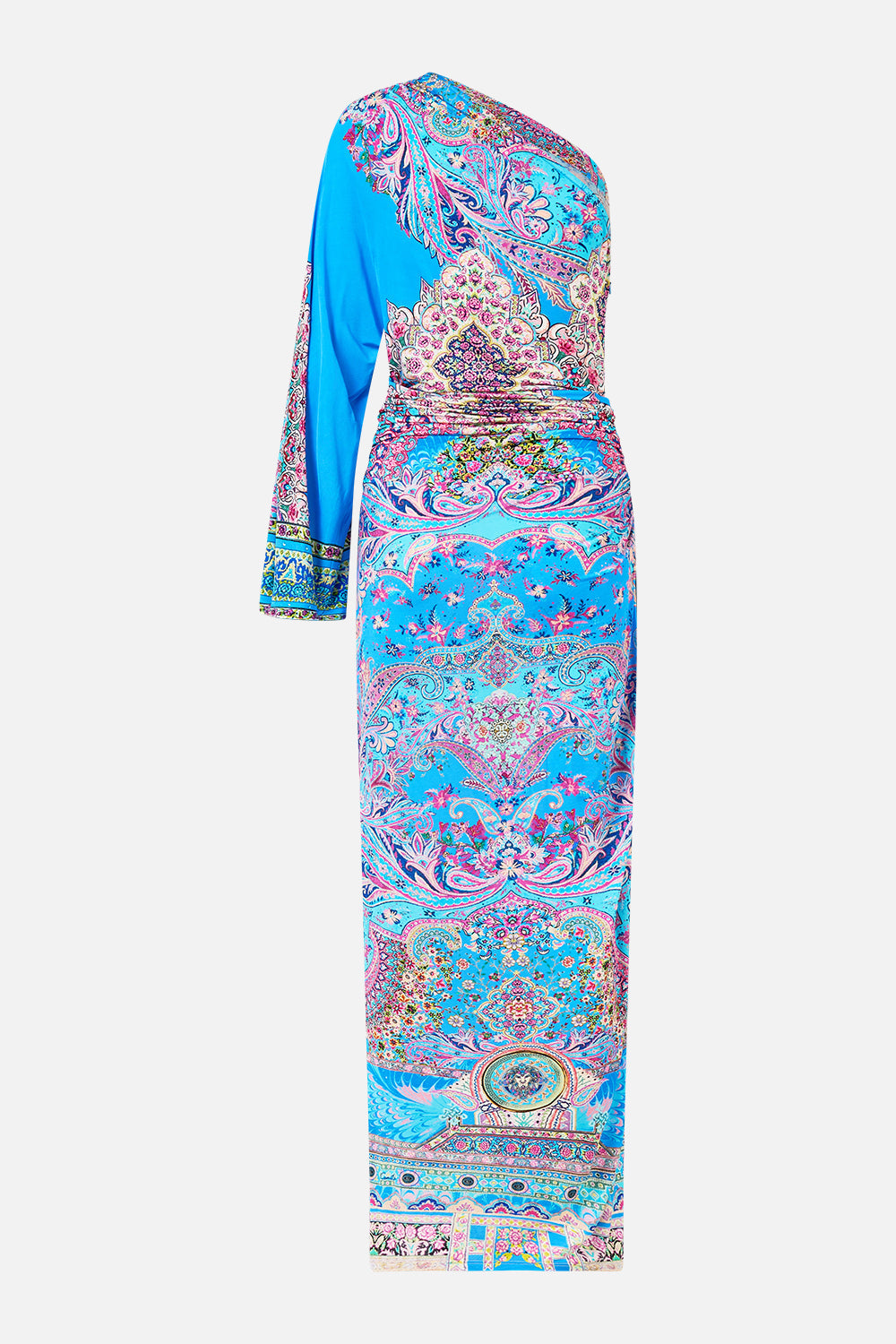 ONE SHOULDER JERSEY DRESS FOOTSTEPS IN FOLKLORE