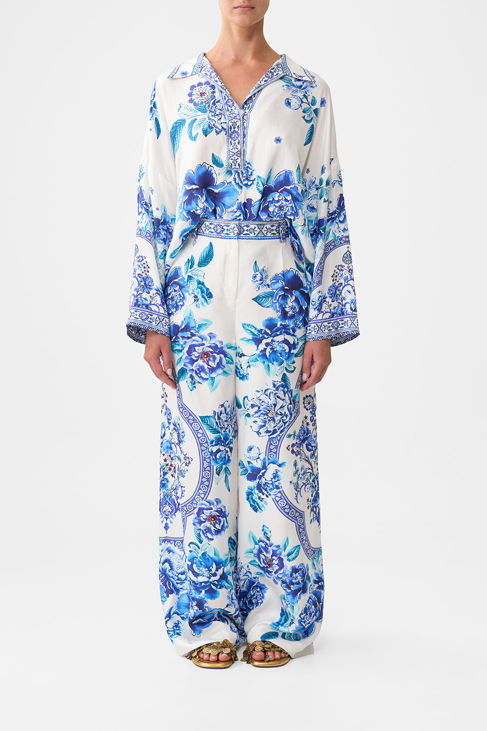 WIDE LEG WAISTED PANT A CERAMIC GARDEN