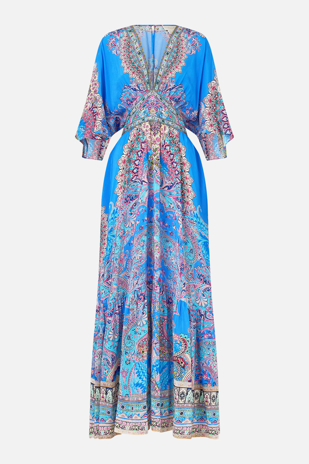 WAISTED DRESS WITH HEM RUFFLE FOOTSTEPS IN FOLKLORE