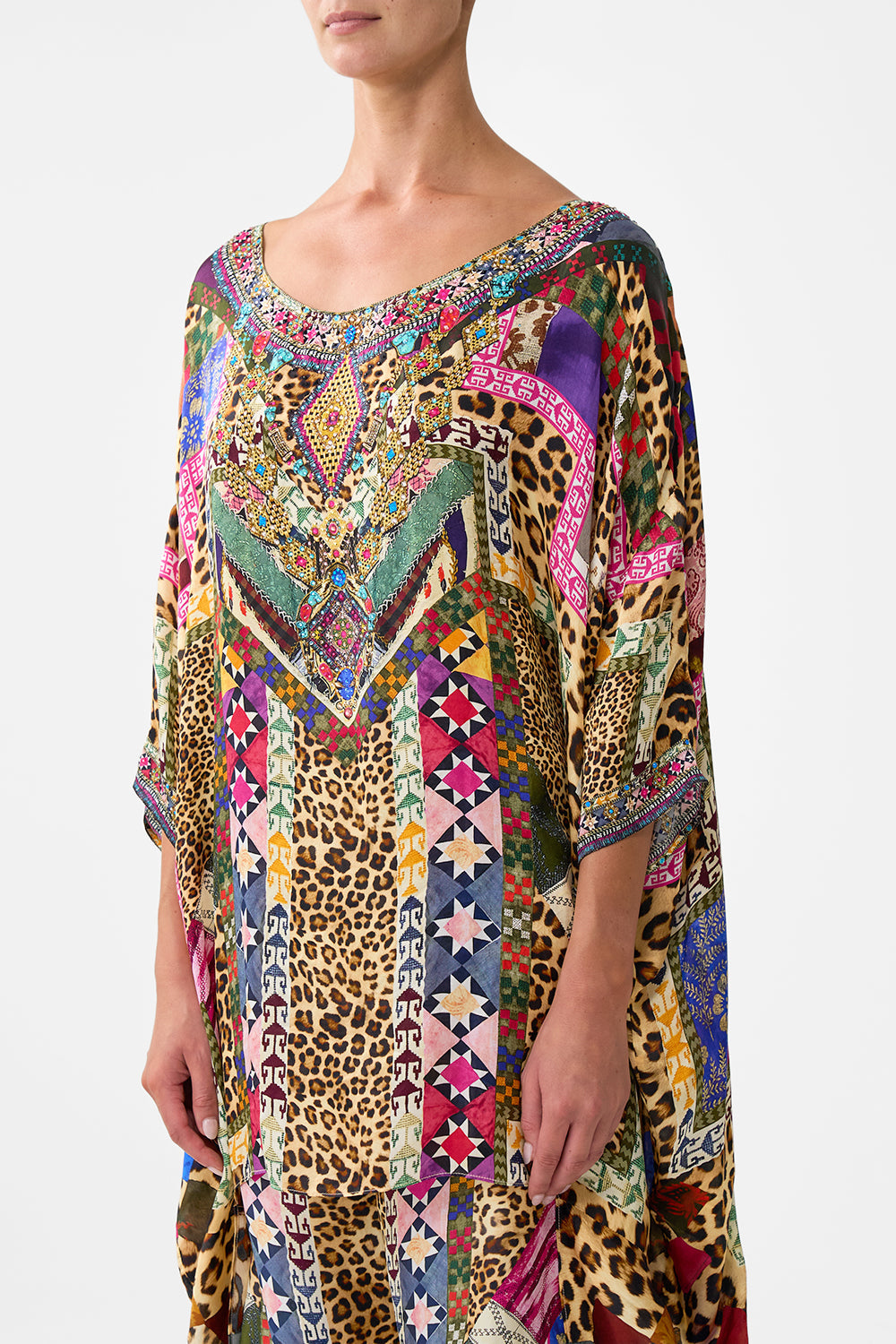 SCOOP BACK HEM DRESS EMBROIDERED EVER AFTER