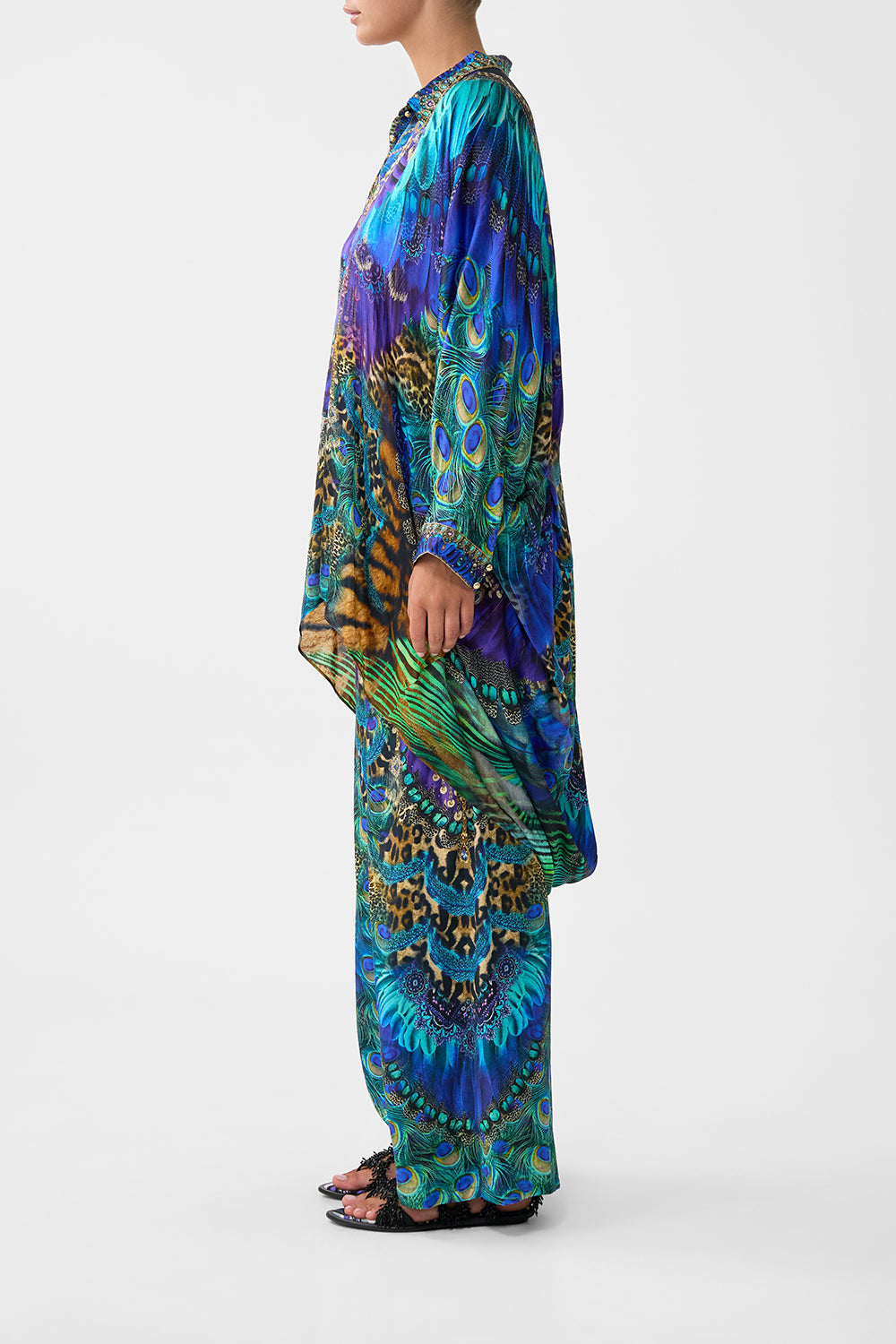 BUTTON UP TOP WITH DRAPED BACK COSMIC ZOOLOGY