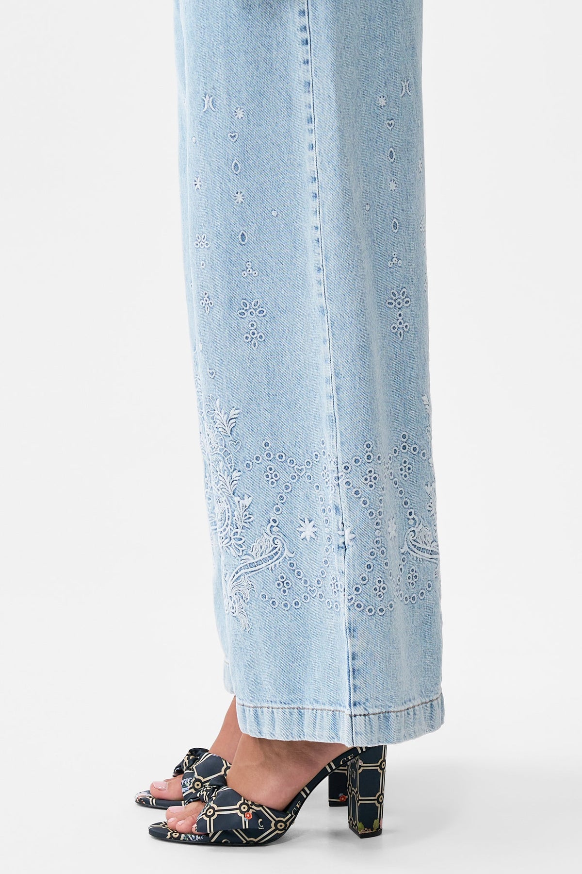 The CAMILLA Luna Kitsch Stitch High Rise Wide Leg Jean in our Denim print.