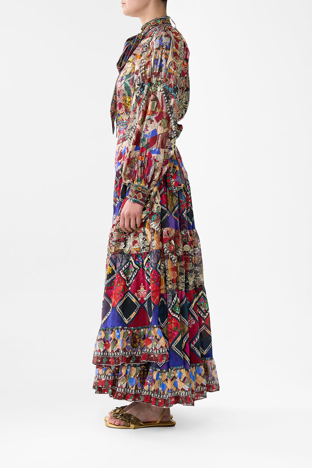 DETACHABLE PUSSY BOW RAGLAN BLOUSE PATCHWORK ALCHEMY