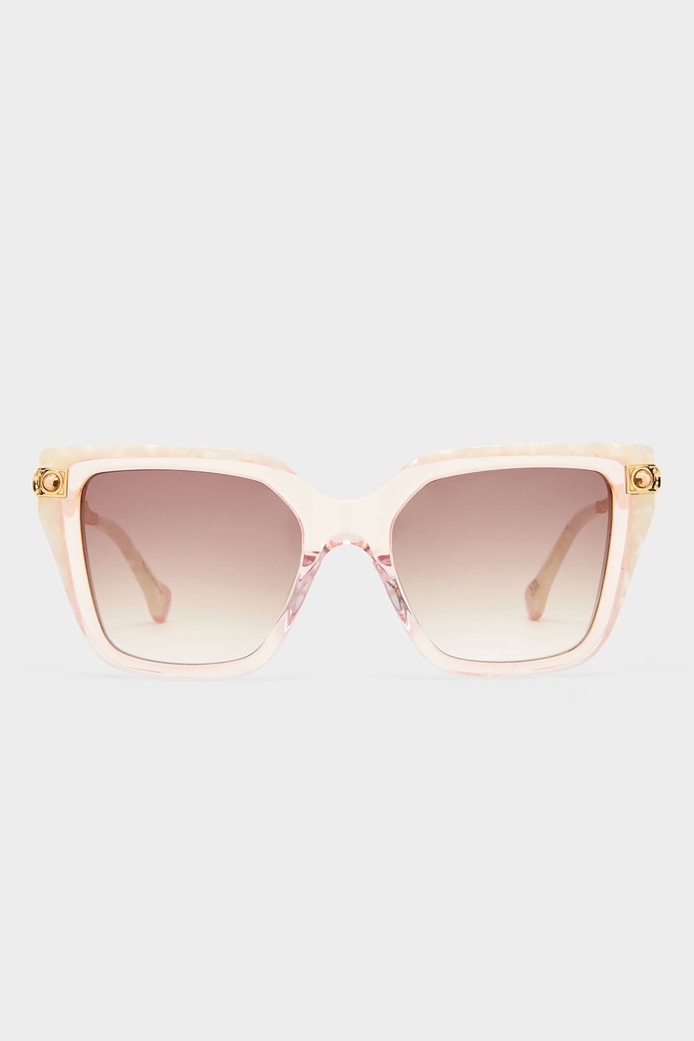 HERE COMES TROUBLE SUNGLASSES CRYSTAL ROSEWATER / IVORY MARBLE