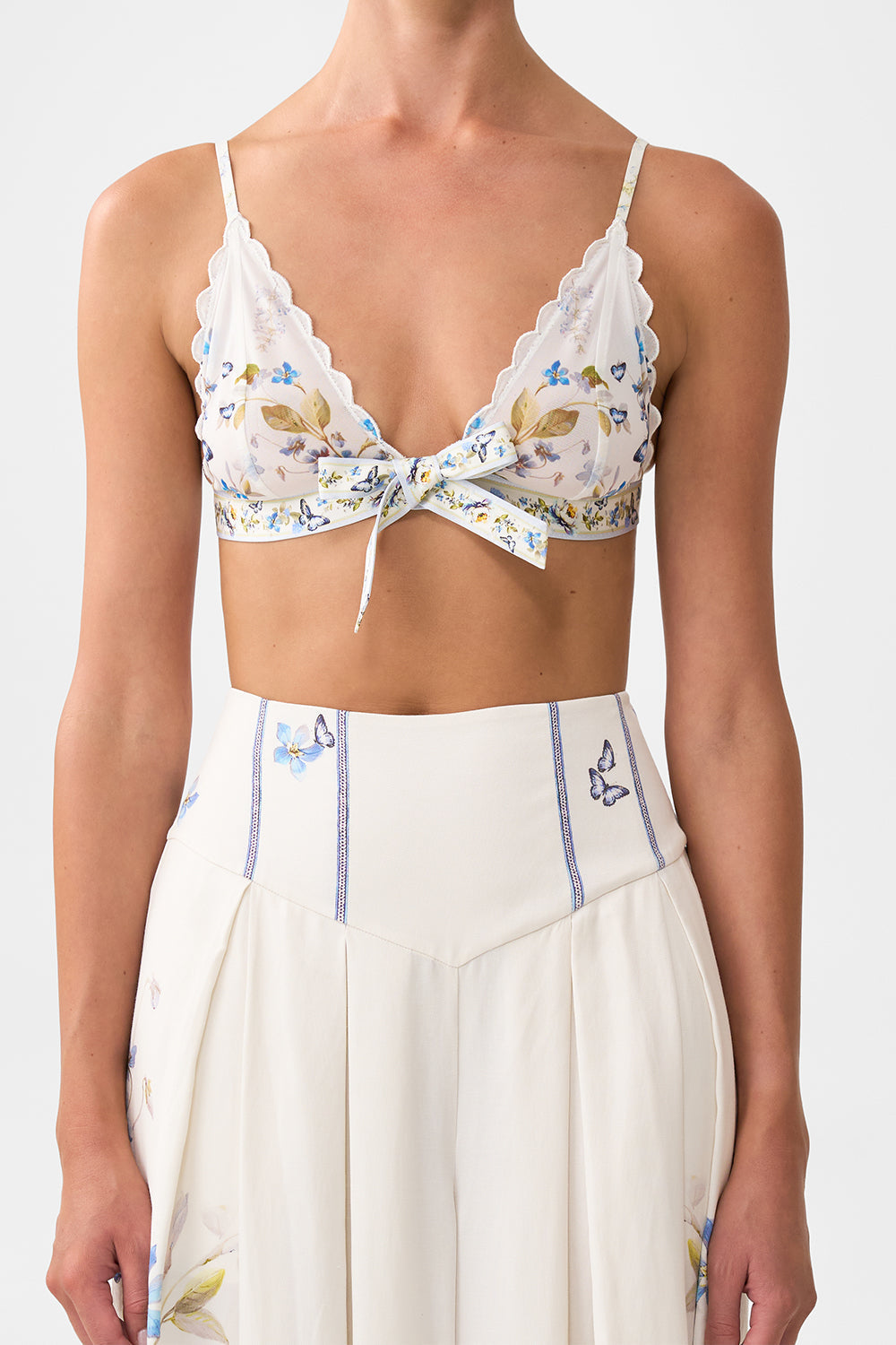 SCALLOPED EDGE TRIANGLE BRALETTE WITH BOW FRONT BOTANICAL BALLADS