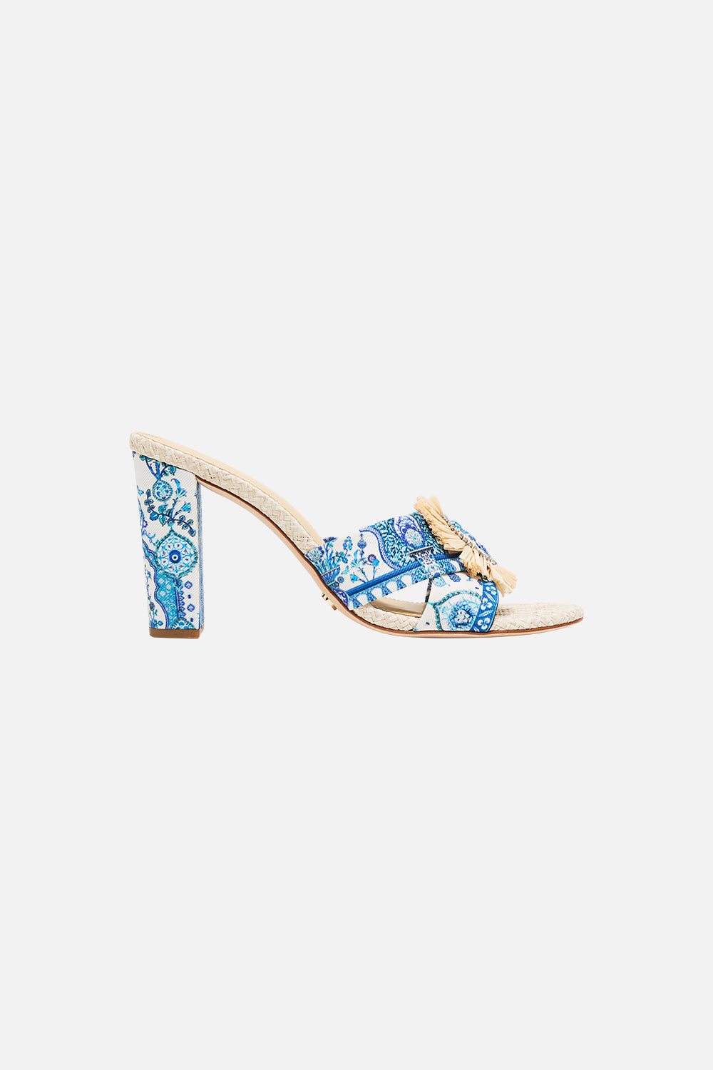 AZRA PRINTED RAFFIA MULE HEEL ISNIK LULLABY