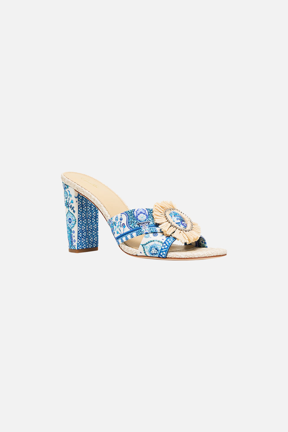 AZRA PRINTED RAFFIA MULE HEEL ISNIK LULLABY