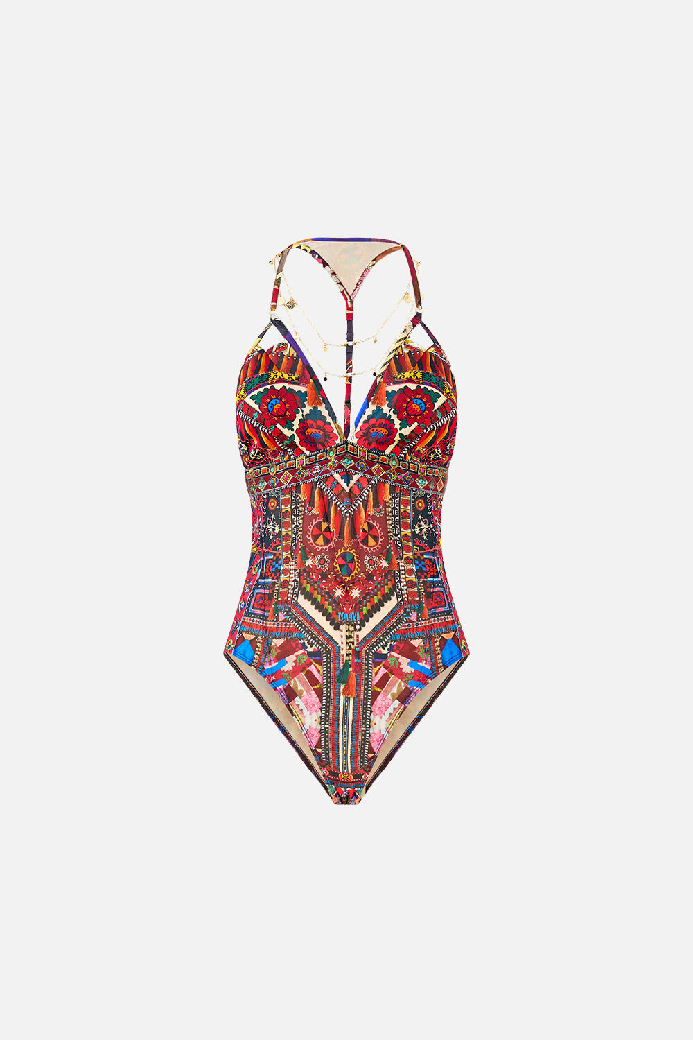 CHAIN DETAIL TRI BODYSUIT WITH MESH INSERTS PATCHWORK ALCHEMY