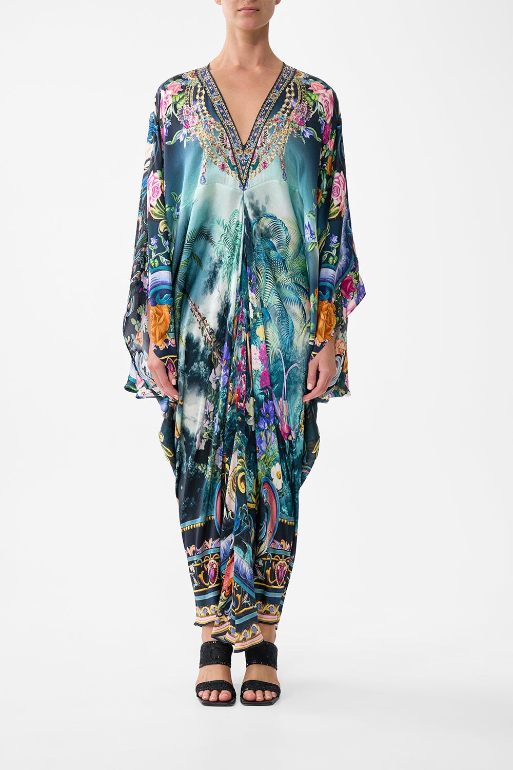 The CAMILLA T Shape Long Kaftan in our Basked In Baroque print.