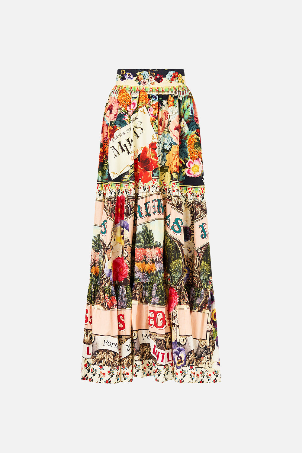 The CAMILLA High Waisted Tiered Skirt in our Aromatic Amor print.