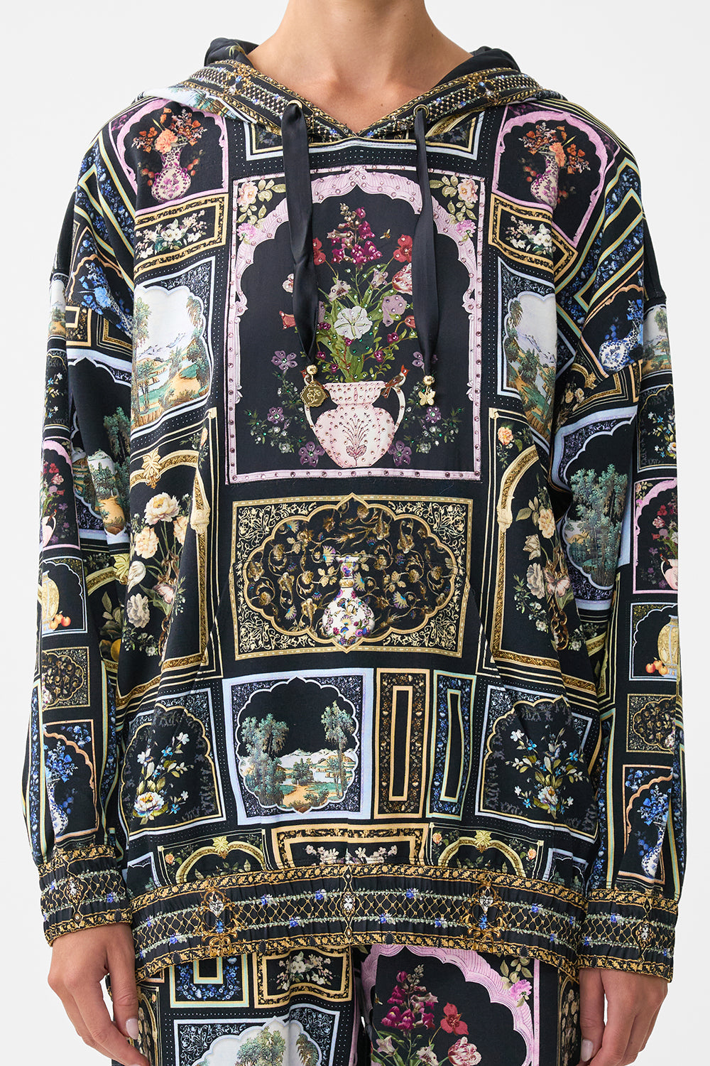 SILK HEM BAND BOYFRIEND HOODIE OTTOMAN ELEGANCE