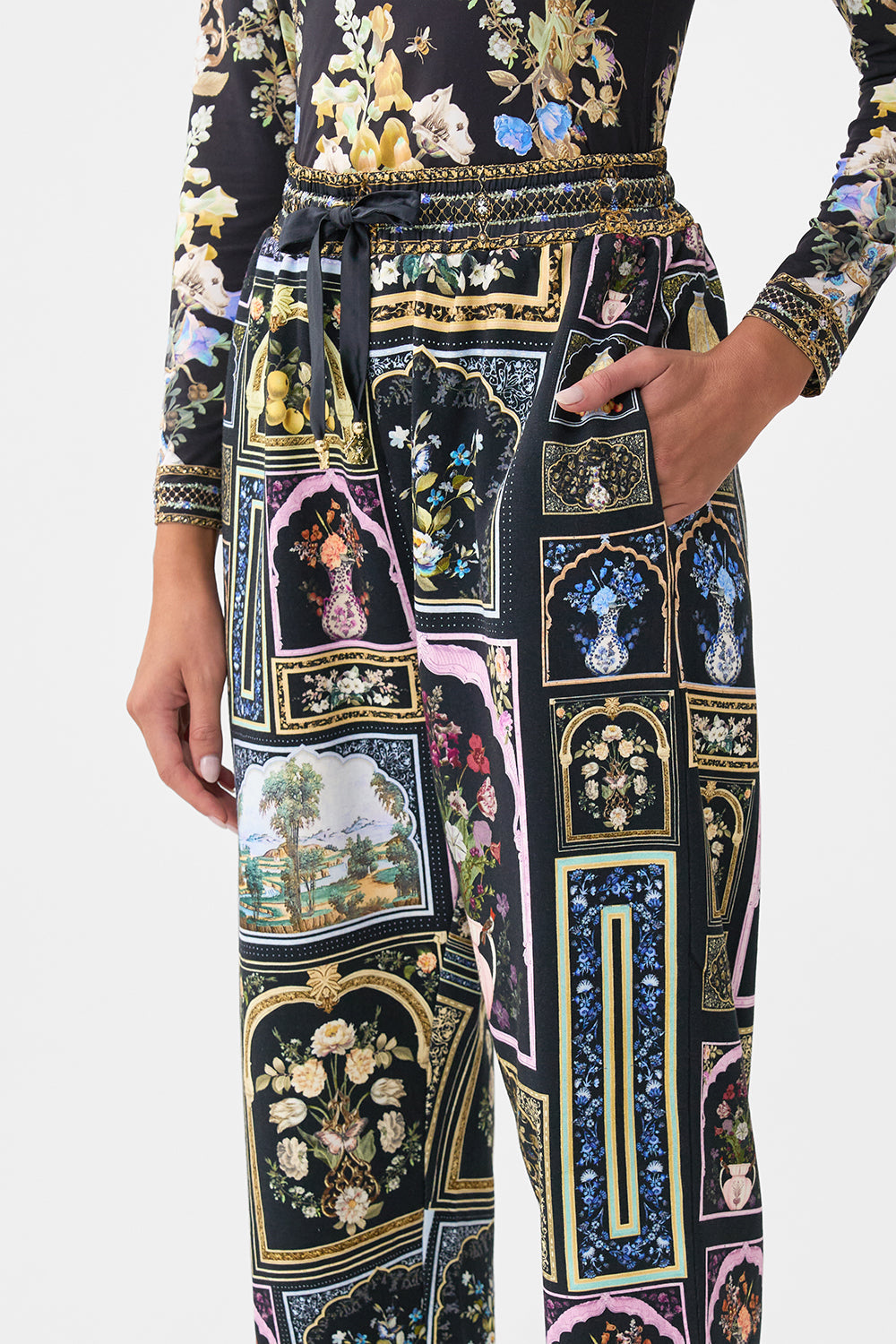 JERSEY TRACK PANT WITH SILK DETAILS OTTOMAN ELEGANCE