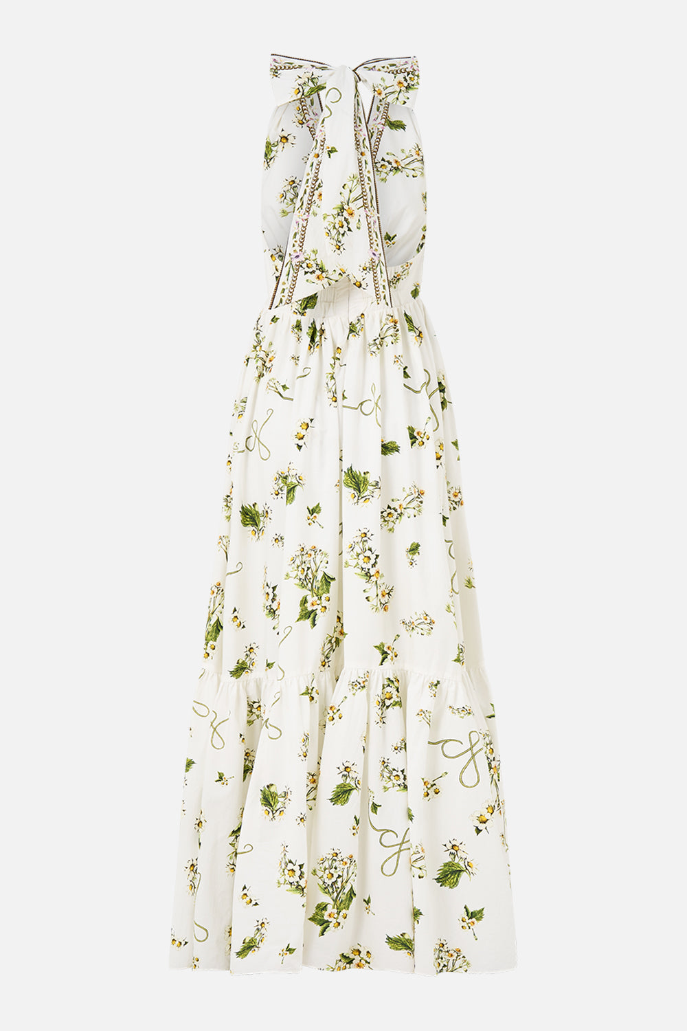 The CAMILLA Ruffle Hem Halter Dress in our Botanical Utopia print.