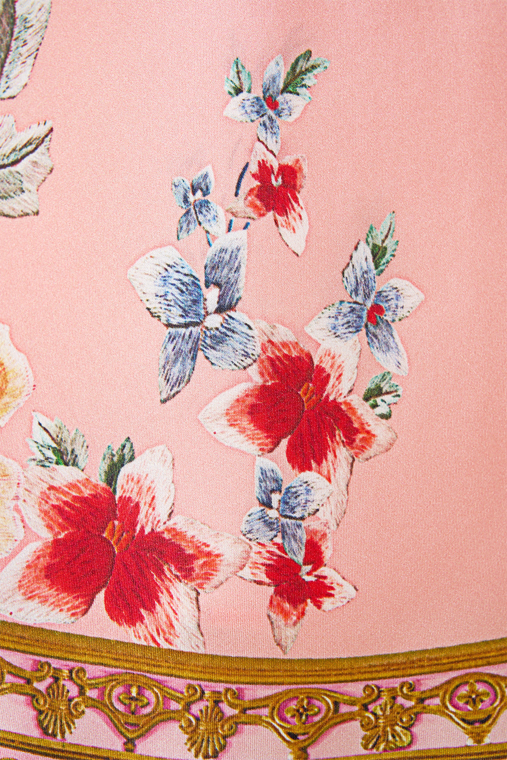 The CAMILLA Cowl Neck Halter Top in our Majestic Milla print.