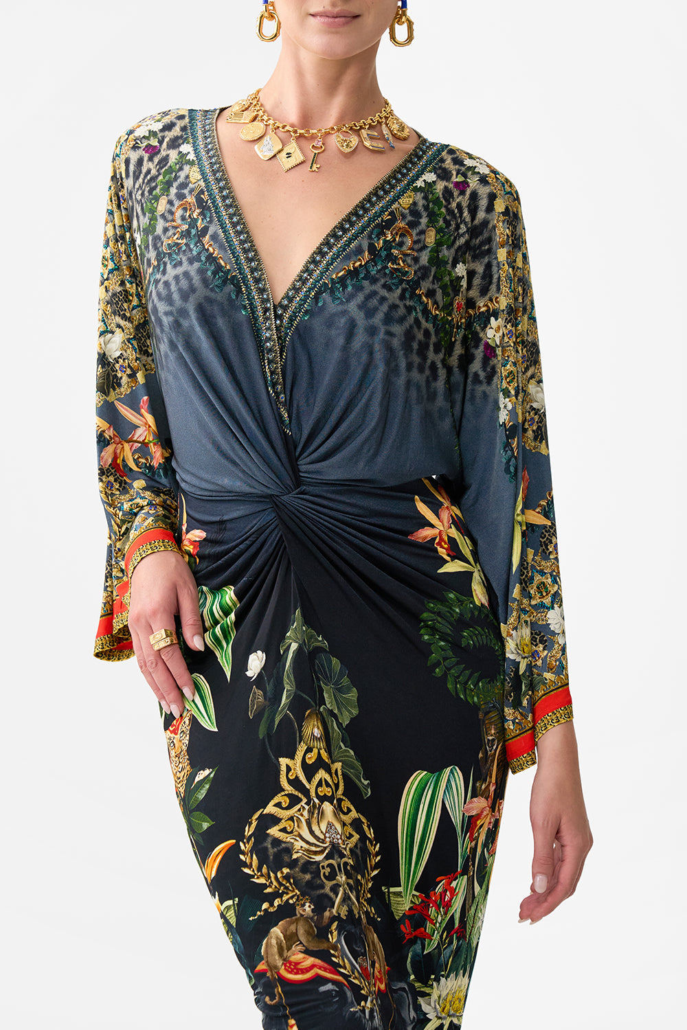 LONG SPLIT FRONT TWIST DRESS READY FOR MY WELCOME DRINK