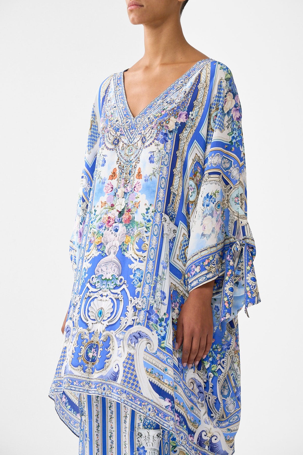 TIE SLEEVE SHORT V NECK KAFTAN OTTOMAN OPULENCE