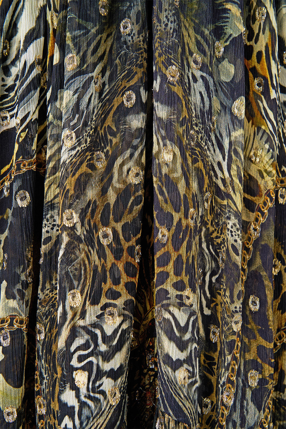 GATHERED CUT OUT DRESS FELINE FOLKLORE