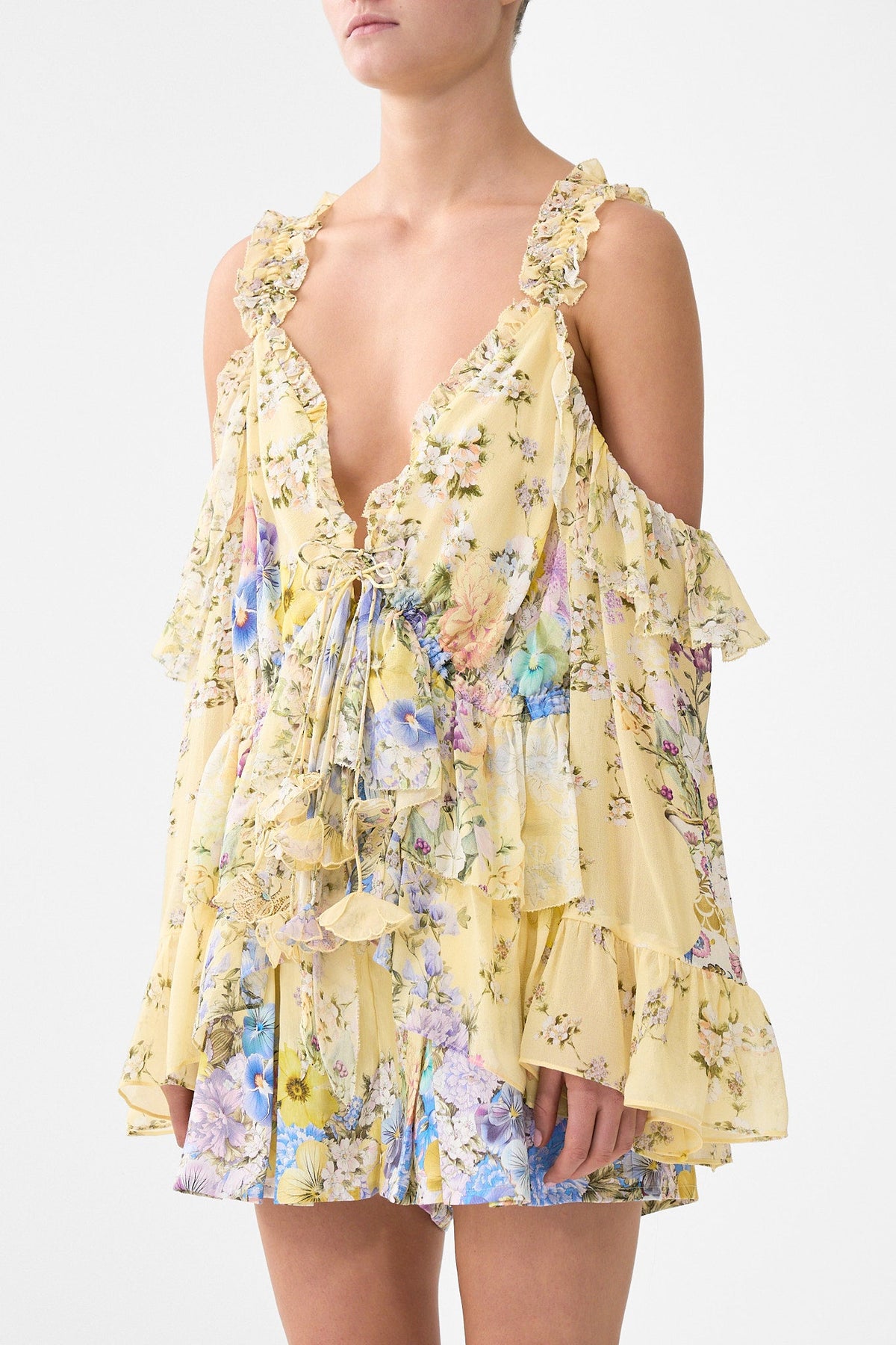 COLD SHOULDER RUFFLE TOP DARLING BUDS