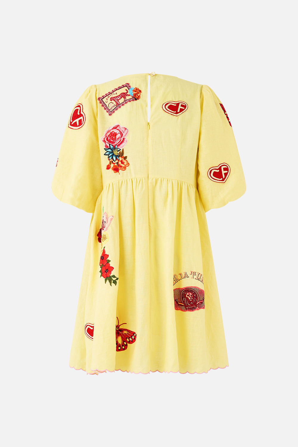 V NECK PUFF SLEEVE SHORT DRESS COLLAGE KINGDOM