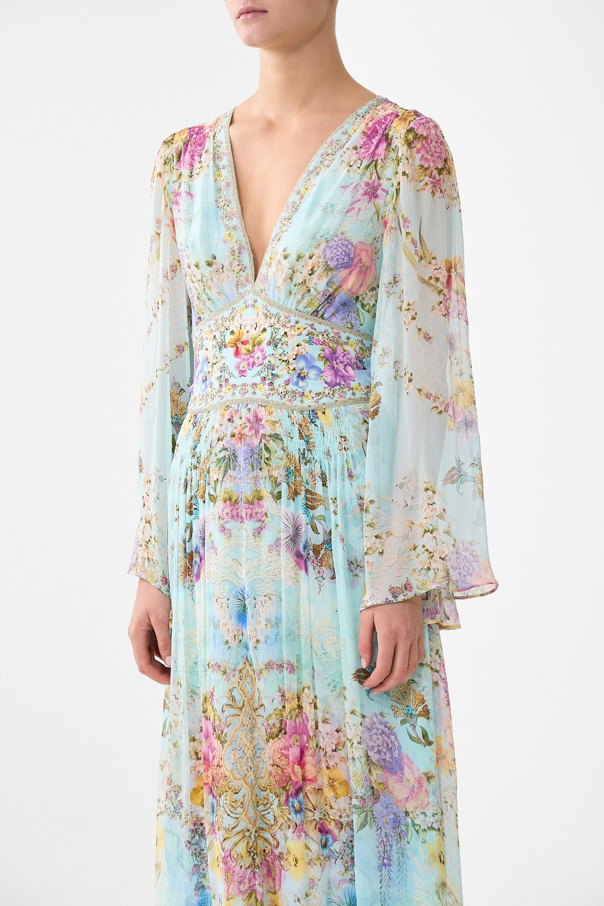FLARED SLEEVE DRESS BAZAAR BLOOMS