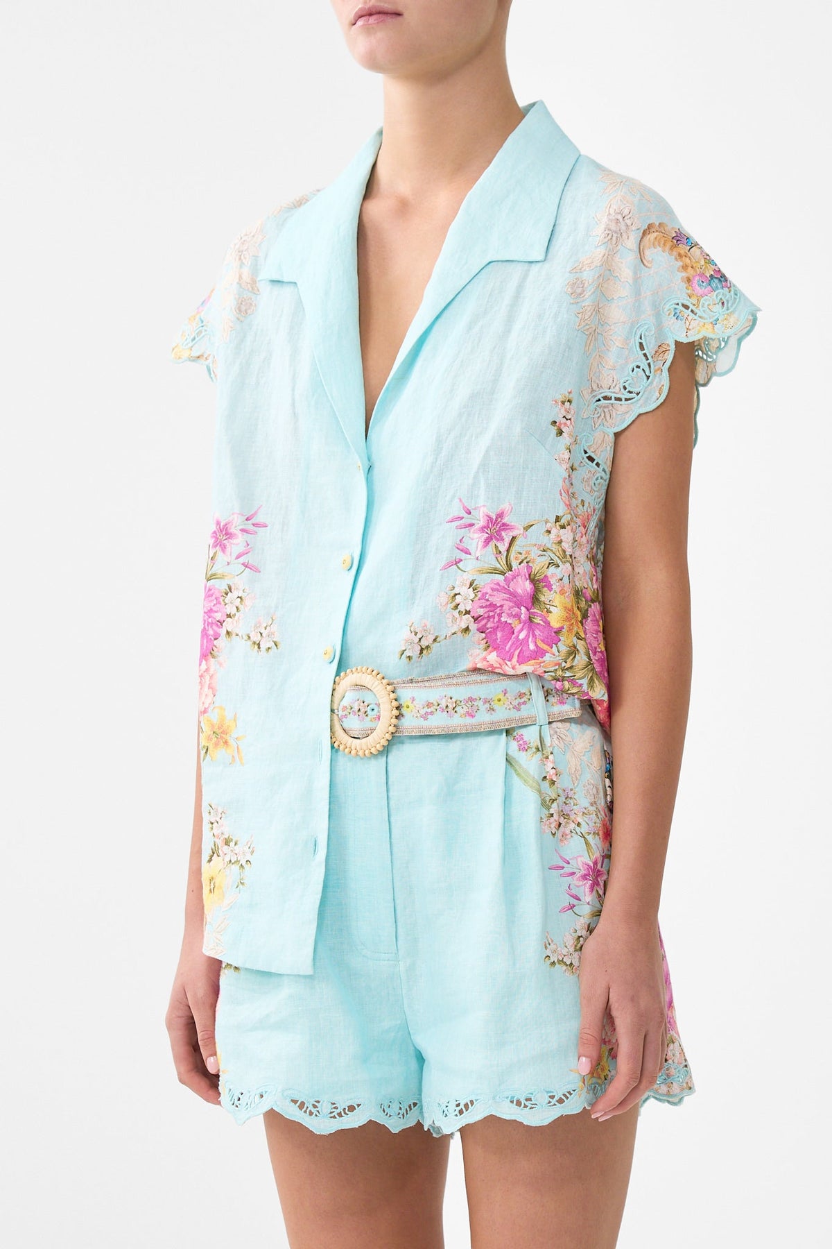BUTTON THROUGH COLLARED TOP BAZAAR BLOOMS