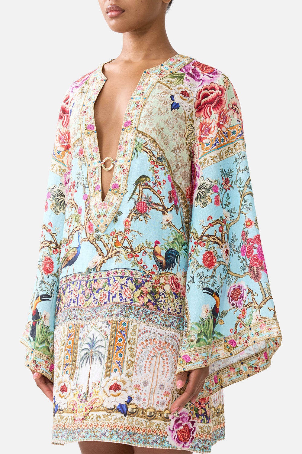 DEEP V-NECK HARDWARE SHORT KAFTAN SULTANS AND QUEENS