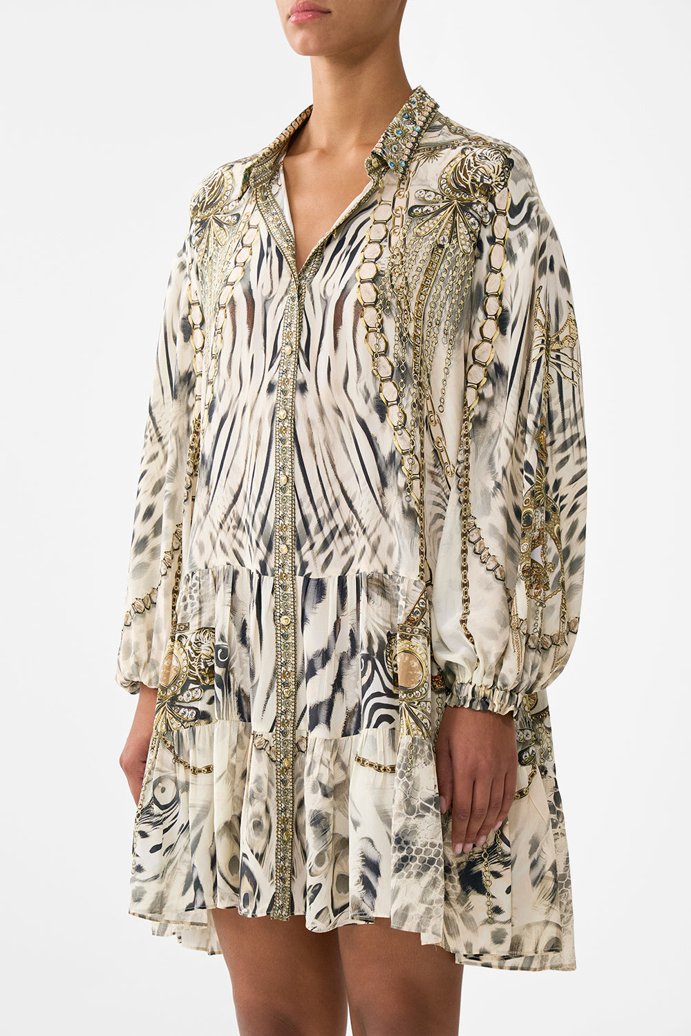 LONG SLEEVE TIERED SHORT DRESS LADY LIONHEART